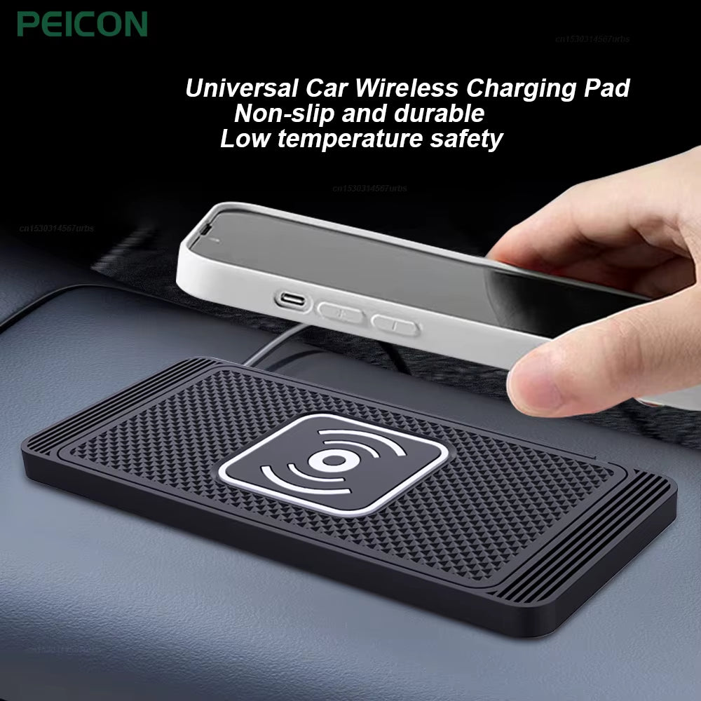Fast Charging Car Wireless Charger for iPhone 16/15/14/13/12/X & Samsung S24/S23 - Silicone Pad Stand with 15W Power