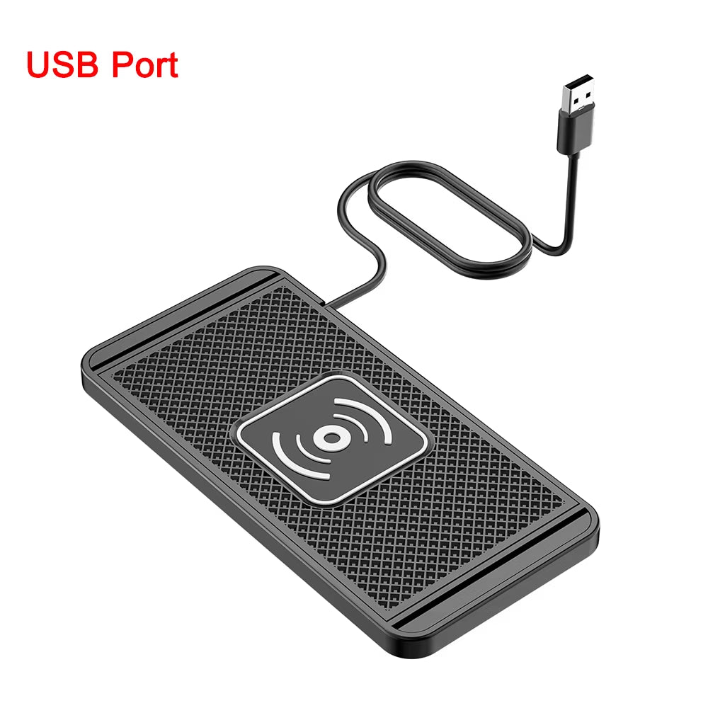 Fast Charging Car Wireless Charger for iPhone 16/15/14/13/12/X & Samsung S24/S23 - Silicone Pad Stand with 15W Power