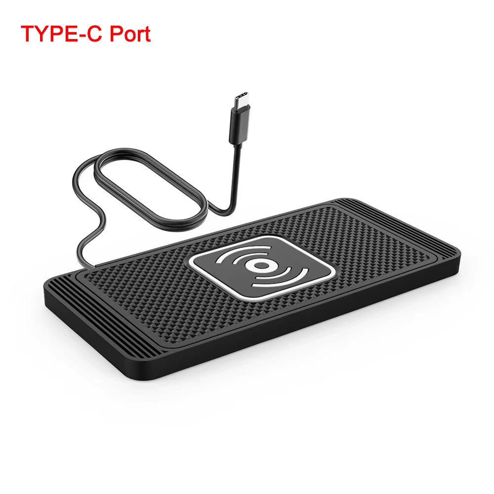 Fast Charging Car Wireless Charger for iPhone 16/15/14/13/12/X & Samsung S24/S23 - Silicone Pad Stand with 15W Power