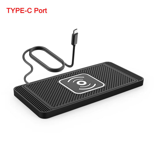 Fast Charging Car Wireless Charger for iPhone 16/15/14/13/12/X & Samsung S24/S23 - Silicone Pad Stand with 15W Power