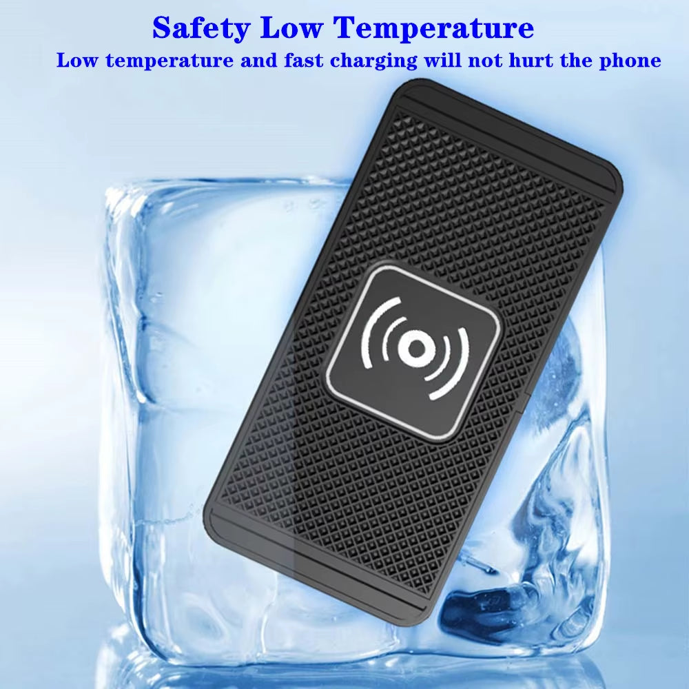 Fast Charging Car Wireless Charger for iPhone 16/15/14/13/12/X & Samsung S24/S23 - Silicone Pad Stand with 15W Power